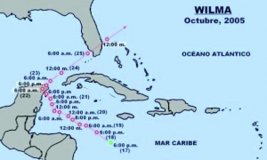 Recurva realizada por el huracán Wilma en octubre de 2005. Foto: Cortesía del profesor Luis Enrique Ramos